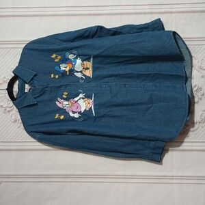 Disney Store Denim Shirt Size Large - Donald Duck And Daisy Duck